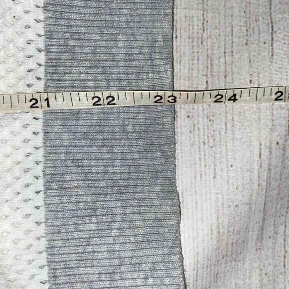 Express open knit Crewneck Longsleeve lightweight stripe sweater white grey sz S - Picture 7 of 9